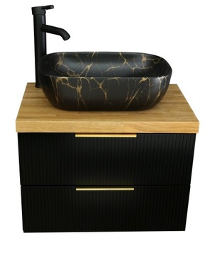 ШКАФ ДЛЯ УМЫВАЛЬНИКА 80 СМ | ДУБОВАЯ СТОЛЕШНЯ | ЧЕРНАЯ МАТОВАЯ КРАСКА | МДФ