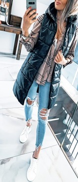 ДЛИННЫЙ СТЕГАНЫЙ ЖИЛЕТ С РУКАВАМИ С ПОДПИСКОЙ 48