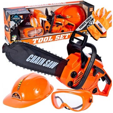 Piła Motorowa Spalinowa Dla Dzieci + Akcesoria, Zestaw Drwala Dla Małych Mi