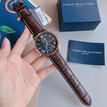 ZEGAREK MĘSKI TOMMY HILFIGER 1791308 Brązowy pasek skórzany + BOX