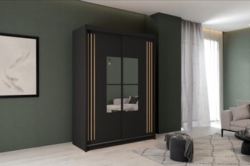 LOFTOWA CZARNA SZAFA LAMELE LUSTRO COSTA 150CM