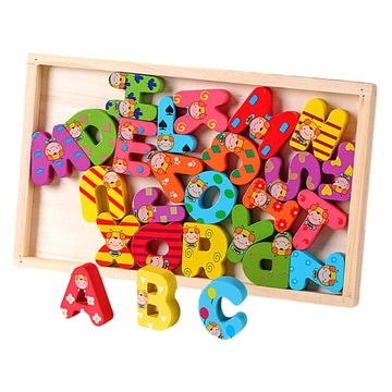 Drewniana tablica do układania puzzli Montessori Wielka litera