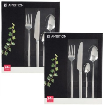 AMBITION 48 SZTUĆCE KOMPLET COMO MODERN SREBRNE OBIADOWE ZESTAW 12 OSÓB
