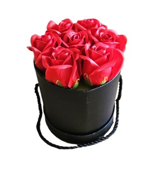 Flowerbox róże mydlane CZERWONE w czarnym opakowaniu