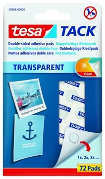 PŁATKI SAMOPRZYLEPNE 72SZTUKI TRANSPARENTNE TESA