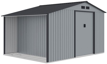 Domek Narzędziowy + Drewutnia 2w1 MADISON 342x255cm Light Grey Szara Metal