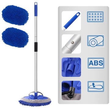 ТЕЛЕСКОПИЧЕСКАЯ ЩЕТКА ДЛЯ МЫТЬЯ АВТОМОБИЛЕЙ АВТОБУСОВ МЯГКАЯ ШВАБРА 160см