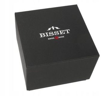 Szwajcarski elegancki Zegarek męski Bisset BIS0750 szafir data box +Grawer