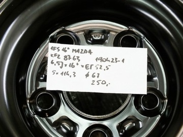 DISK OCELOVÝ MAZDA OE 3 5 6 CX-3 CX-5 MPV MX-5 6.5" X 16" 5X114.3 ET 52,5