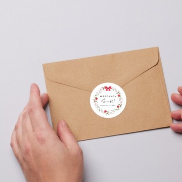 Наклейки MERRY CHRISTMAS Спасибо за покупки, круглые листы, 75 штук, 5 СМ