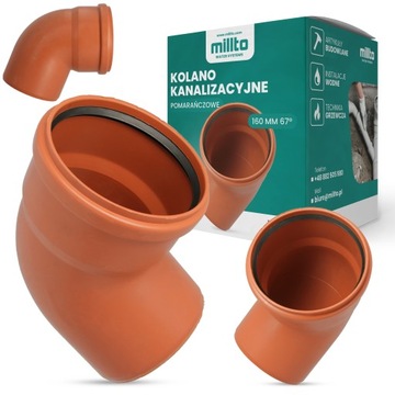 KOLANO KANALIZACYJNE 160 MM 67° PCV PP ZŁĄCZKA ŁĄCZNIK RURY WODY KSZTAŁTKA