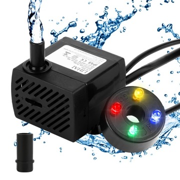 5W POMPA POMPKA DO WODY CIECZY 350L/H z oświet LED