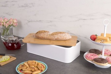 МЕТАЛЛИЧЕСКАЯ ХЛЕБОПЕЧКА + РАЗДЕЛОЧНАЯ ДОСКА С БАМБУКОВОЙ КРЫШКОЙ