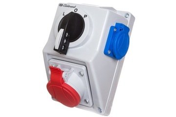 Gniazdo siłowe 16A 5P 400V+1xGS IP54+rozłącznik L-0-P C16-48.1N Elektromet