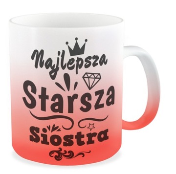 Kubek czerwony SIOSTRA ty i ja jesteśmy siostrami