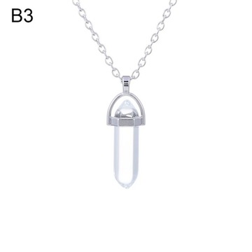 Natural Stone Crystal Necklaces Hexagonal Bullet