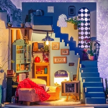 ROBOTIME Складная деревянная светодиодная модель - Гостиная