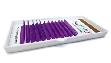 Ресницы цветные 8-13мм, изгиб D, 12 полосок ФИОЛЕТОВЫЕ.