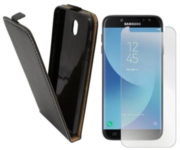 Etui do Samsung Galaxy J7 2017 Obudowa pionowe SLIM FLEX czarne HQ i SZKŁO