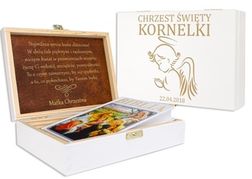 BIBLIA W PUDEŁKU NA CHRZEST KOMUNIĘ Z GRAWEREM