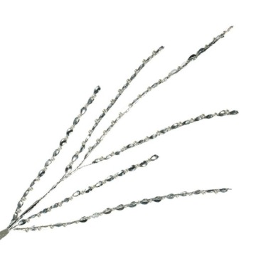 Srebrna gałązka z błyszczącymi kryształkami GLAMOUR 72 cm na święta ślub