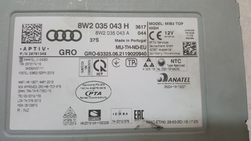 Читалка MULTIMEDIA navi MIB3 AUDI A4 B9 A5 8W2035043H разборка