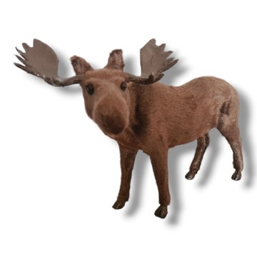 Figurka Łoś świąteczna futerko 19 cm brązowy