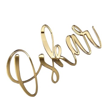 Золотое имя на торте, украшение с именем сбоку торта, ИМЯ, золотое зеркало