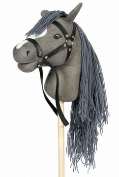 Koń na kiju z plecakiem do Hobby Horse zabawa i skoki Szary Astrup
