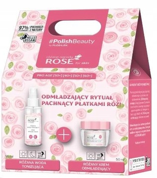 Floslek ROSE Woda Tonizująca + Krem Odmładzający