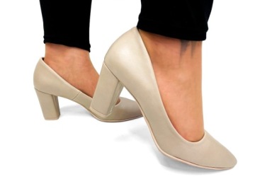 BEŻOWE NUDE SZPILKI NA SŁUPKU BUTY NA OBCASIE 36