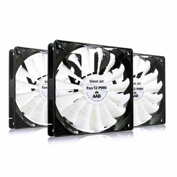 3xAAB SILENT JET FAN 12-cm PWM 15łopatek WIATRAKI 4-PIN PRZEPŁYW DO 170m3/h