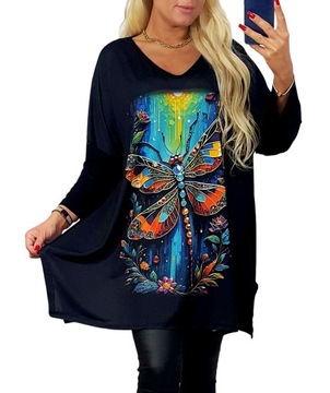 KOBIECA TUNIKA BLUZKA PIĘKNA OVERSIZE PLUS SIZE LUŹNA WYGODNA WAŻKA 4XL 5XL