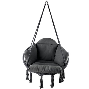 Ciemno Szare Bocianie gniazdo huśtawka ogrodowa fotel 2x zestaw montażowy