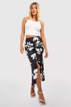 BOOHOO SPÓDNICA MIDI W KWIATY Z DETALEM XL