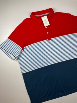 Koszulka polo sportowa PUMA czerwona paski r. XXL