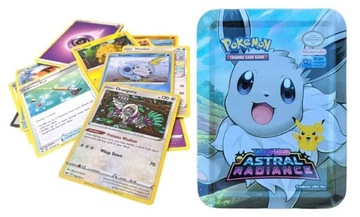 КАРТЫ ПОКЕМОНЫ МЕТАЛЛ.БАНКА 40 КАРТ + ФИГУРКИ ПОКЕМОНОВ 24 ШТ.