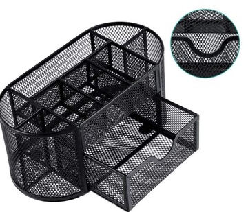 Настольный органайзер для инструментов, большой, металлический, 9 отделений, включая выдвижной ящик.