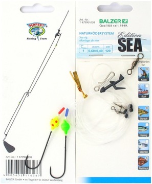 SURFCASTING ŁOWIENIE Z PLAŻY FLĄDRA TURBOT DORSZ SYSTEM 2 x HOOK B-990-008