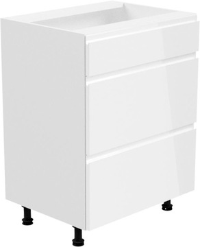 Szafka do kuchni 60 z szufladami lakier biały połysk metalbox ASPEN D60S3