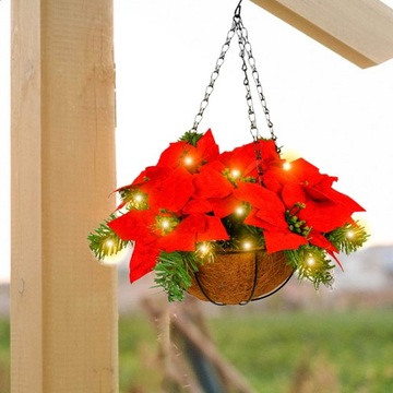 Подвесная рождественская корзина с цветами