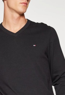 Tommy Hilfiger V-neck Męski Czarny Sweter 867802697 - XXL