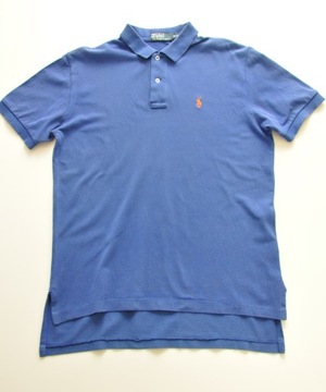 POLO by RALPH LAUREN Niebieskie polo + logo pomarańczowym M