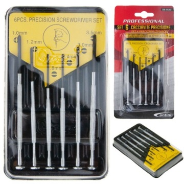 WKRĘTAKI PRECYZYJNE ŚRUBOKRĘTY ZESTAW W ETUI 6 w 1 ZEGARMISTRZOWSKI