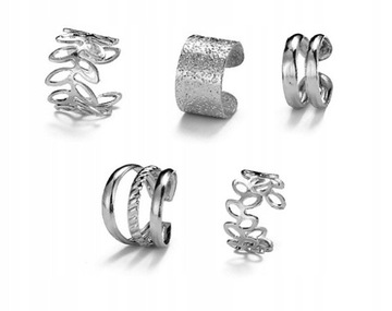 НАБОР СТАЛЬНЫХ СЕРЕБРЯНЫХ СЕРЬГ ИЗ 5 ШТ 8х12