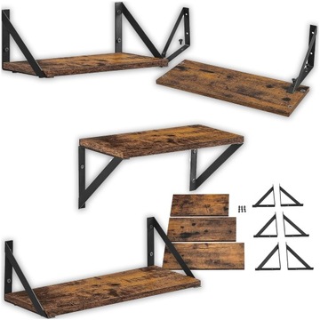 ZESTAW 3 SZT PÓŁKA ŚCIENNA VINTAGE RUSTYKALNA WISZĄCA LOFTOWA KOMPLET RETRO