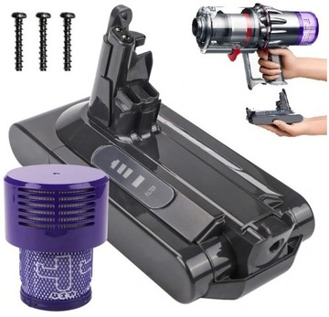 ЗАМЕННАЯ АККУМУЛЯТОРНАЯ БАТАРЕЯ ДЛЯ DYSON V10 6000MAH АККУМУЛЯТОРНАЯ БАТАРЕЯ 25,2 В + PRO ФИЛЬТР