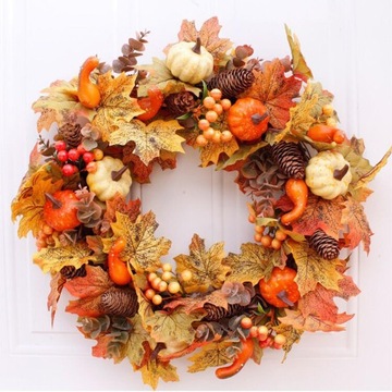 Autumn Pumpkin Wreath Artificial, Decoration,