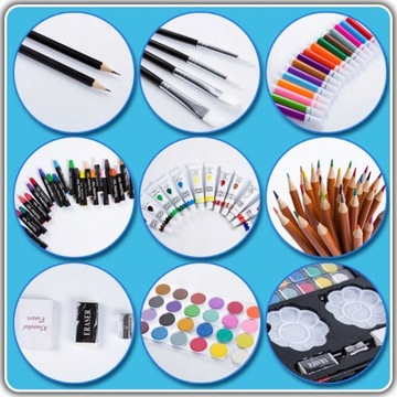 НАБОР ХУДОЖЕСТВЕННОЙ РАСКРАСКИ ДЛЯ ДЕТЕЙ + ЧЕМОДАН Фломастеры, мелки, краски