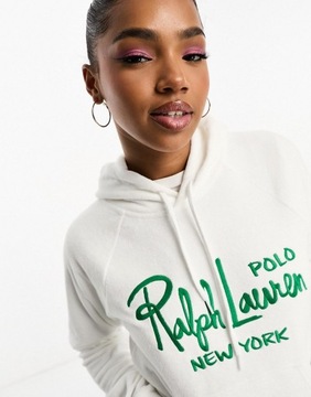 Polo Ralph Lauren Biała bluza z kapturem i logo z przodu XS